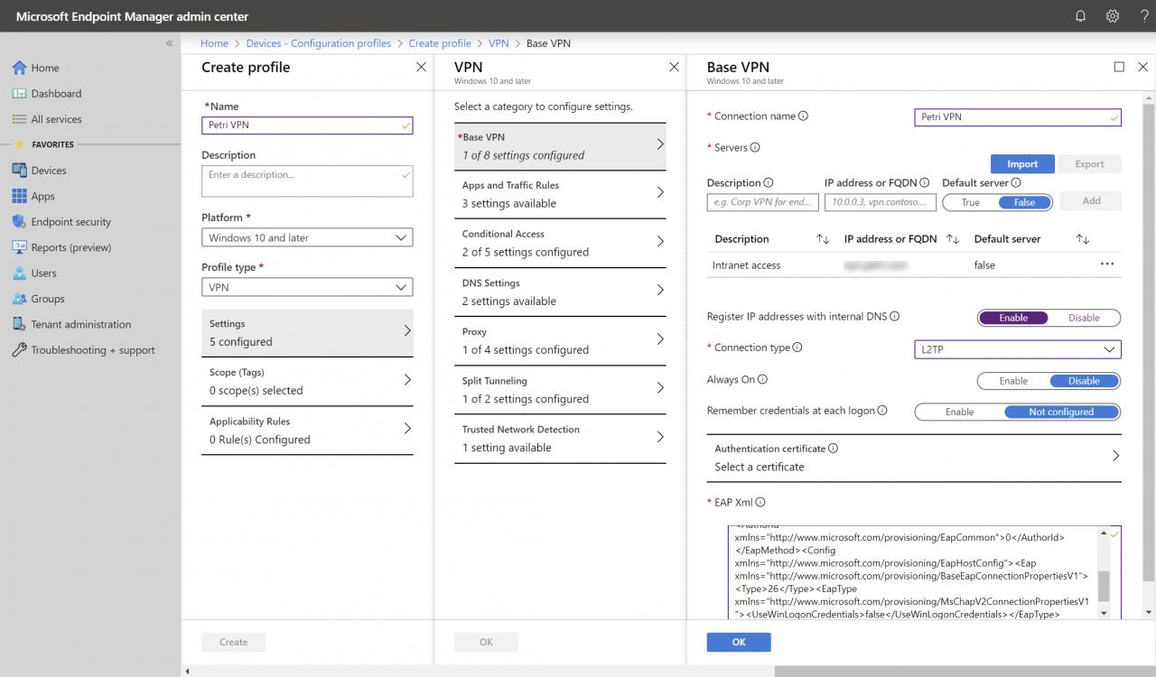 How to Configure a Windows 10 VPN Profile Using Microsoft Intune ...